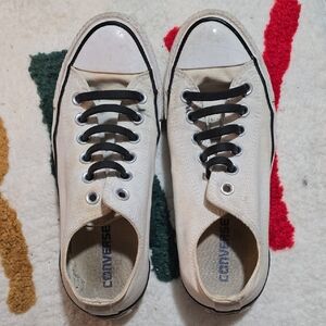 Converse Off-White Canvas Sneakers with Black Accents